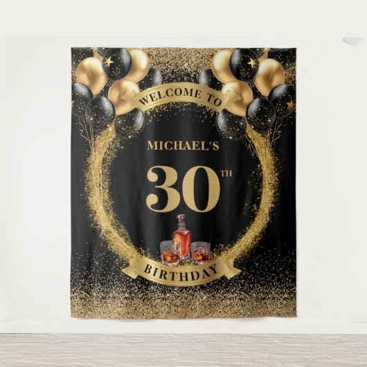 Vet 30e Man Verjaardag Whiskey Verjaardag Viering Wandkleed (Voorkant)