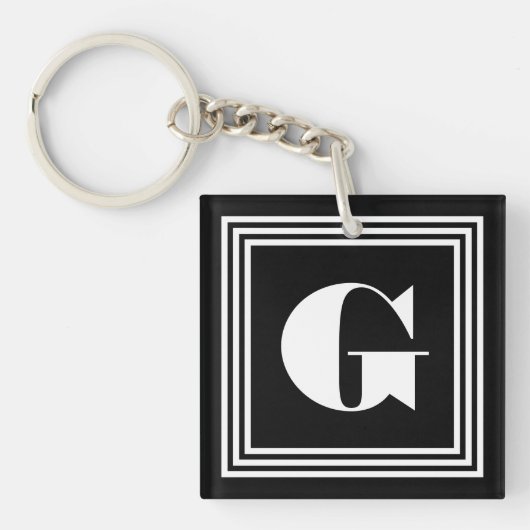 Vet 3 Frame Monogram | Zwart & Wit Sleutelhanger (Voorkant)