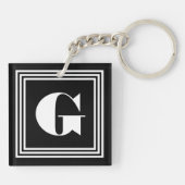 Vet 3 Frame Monogram | Zwart & Wit Sleutelhanger (Achterkant)