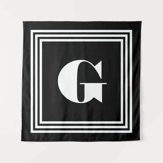 Vet 3 Frame Monogram | Zwart & Wit Wandkleed (Voorkant)