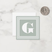 Vet 3 Lijst monogram | Asgrijs en wit Notitiekaartje (Voorkant / Achterkant in situ)