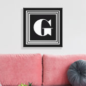 Vet 3 Lijst monogram | Zwart-wit Canvas Afdruk (Insitu (Woonkamer))
