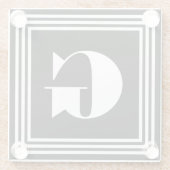 Vet 3 Lijst monogram | Zwart-wit Glazen Onderzetter (Achterkant)