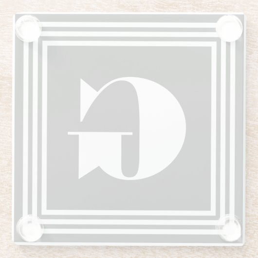 Vet 3 Lijst monogram | Zwart-wit Glazen Onderzetter (Achterkant)