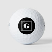 Vet 3 Lijst monogram | Zwart-wit Golfballen (Voorkant)
