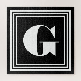 Vet 3 Lijst monogram | Zwart-wit Legpuzzel