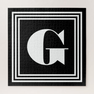 Vet 3 Lijst monogram   Zwart-wit Legpuzzel