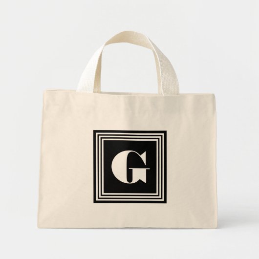 Vet 3 Lijst monogram | Zwart-wit Mini Tote Bag (Voorkant)