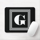 Vet 3 Lijst monogram | Zwart-wit Muismat (Met muis)