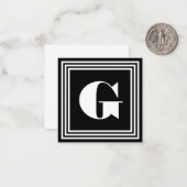 Vet 3 Lijst monogram | Zwart-wit Notitiekaartje (Voorkant / Achterkant in situ)