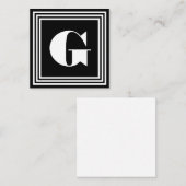 Vet 3 Lijst monogram | Zwart-wit Notitiekaartje (Voorkant / Achterkant)