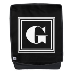 Vet 3 Lijst monogram   Zwart-wit Rugtassen