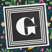 Vet 3 Lijst monogram | Zwart-wit Servet