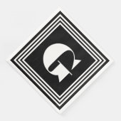 Vet 3 Lijst monogram | Zwart-wit Servet (Hoek)