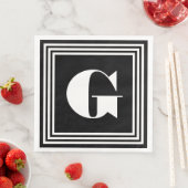 Vet 3 Lijst monogram | Zwart-wit Servet (Insitu)