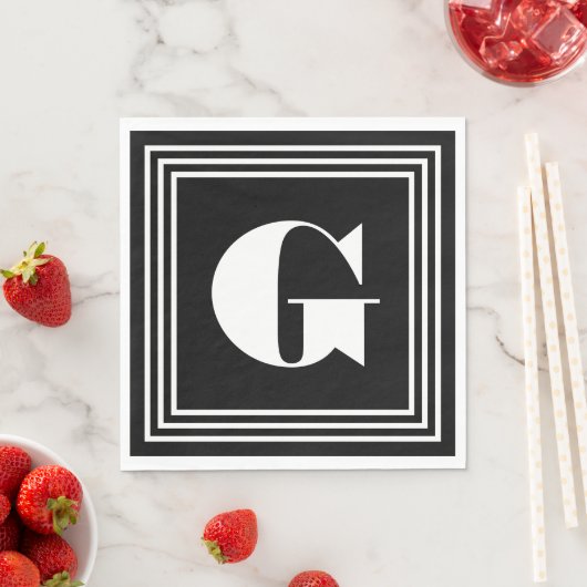 Vet 3 Lijst monogram | Zwart-wit Servet (Insitu)