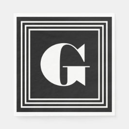 Vet 3 Lijst monogram | Zwart-wit Servet