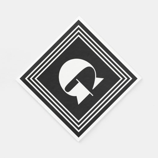 Vet 3 Lijst monogram | Zwart-wit Servet (Hoek)