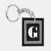 Vet 3 Lijst monogram | Zwart-wit Sleutelhanger (Voorkant Links)