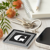 Vet 3 Lijst monogram | Zwart-wit Sleutelhanger (Voorkant Rechts)
