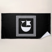 Vet 3 Lijst monogram | Zwart-wit Strandlaken (Voorkant)