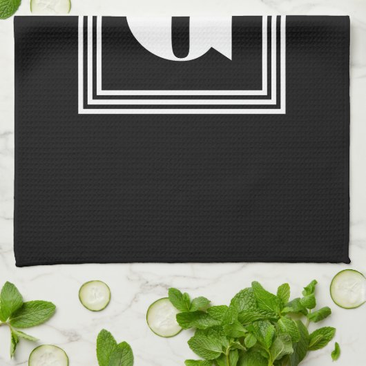 Vet 3 Lijst monogram | Zwart-wit Theedoek (Gevouwen)