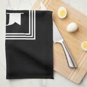 Vet 3 Lijst monogram | Zwart-wit Theedoek (Quarter Fold)