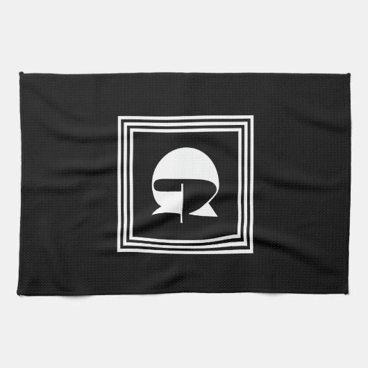 Vet 3 Lijst monogram | Zwart-wit Theedoek (Horizontaal)