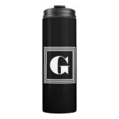 Vet 3 Lijst monogram | Zwart-wit Thermosbeker (Voorkant)