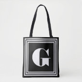 Vet 3 Lijst monogram | Zwart-wit Tote Bag (Voorkant)