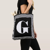 Vet 3 Lijst monogram | Zwart-wit Tote Bag (Dichtbij)