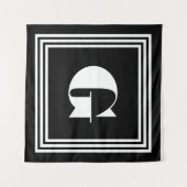 Vet 3 Lijst monogram | Zwart-wit Wandkleed (Voorkant (horizontaal))