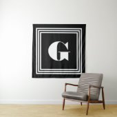 Vet 3 Lijst monogram | Zwart-wit Wandkleed (In situ)