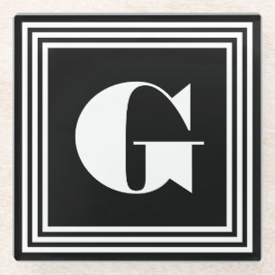Vet 3-raam monogram Zwart & Wit Glazen Onderzetter