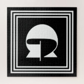 Vet 3-raam monogram | Zwart & Wit Legpuzzel (Horizontaal)