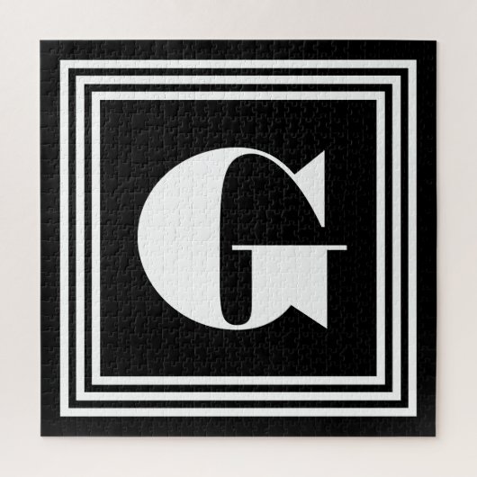 Vet 3-raam monogram | Zwart & Wit Legpuzzel (Verticaal)