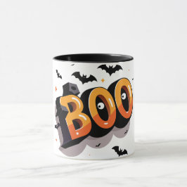 Vet 3D Sinaasappel en zwart BOO Halloween Mok