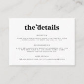 Vet 70s Retro Script Typography Details Wedding Informatiekaartje (Voorkant)