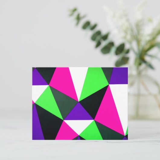 Vet 80s kleurenblok Neon Green Roze Paars Briefkaart (Staand voorkant)