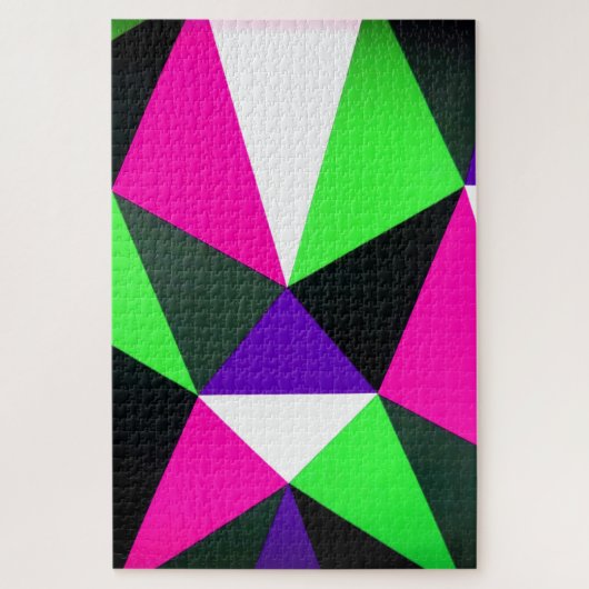 Vet 80s kleurenblok Neon Green Roze Paars Legpuzzel (Verticaal)
