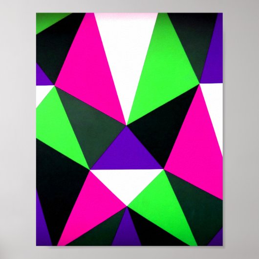 Vet 80s kleurenblok Neon Green Roze Paars Poster (Voorkant)