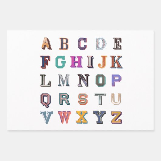  vet A-Z-alfabet Inpakpapier Vel (Voorkant 2)