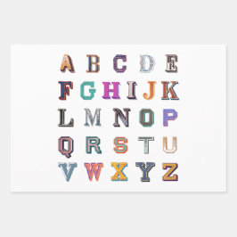  vet A-Z-alfabet Inpakpapier Vel