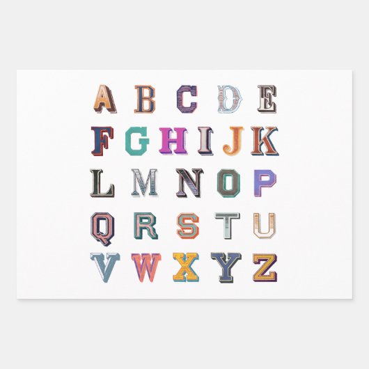  vet A-Z-alfabet Inpakpapier Vel (Voorkant)