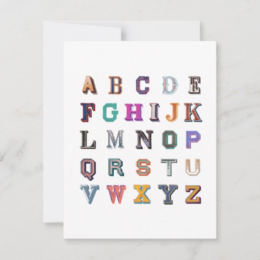  vet A-Z-alfabet Notitiekaartje (Voorkant)