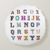  vet A-Z-alfabet Rond Kussen (Voorkant)