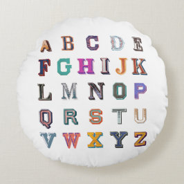  vet A-Z-alfabet Rond Kussen