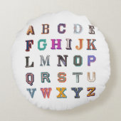  vet A-Z-alfabet Rond Kussen (Achterkant)