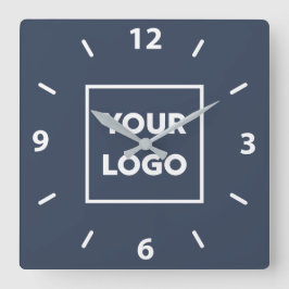 Vet Aangepast bedrijf Logo op Navy Blue Vierkante Klok