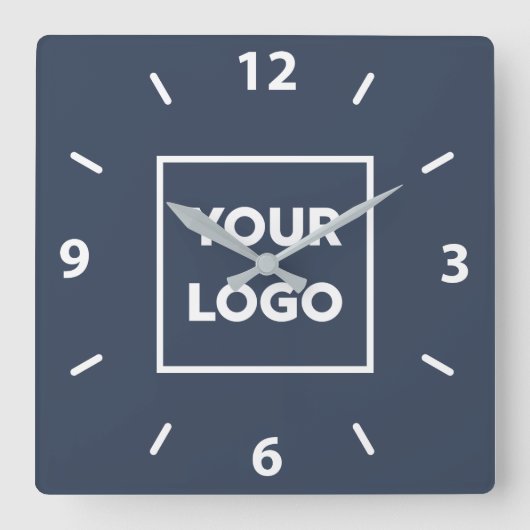 Vet Aangepast bedrijf Logo op Navy Blue Vierkante Klok (Voorkant)